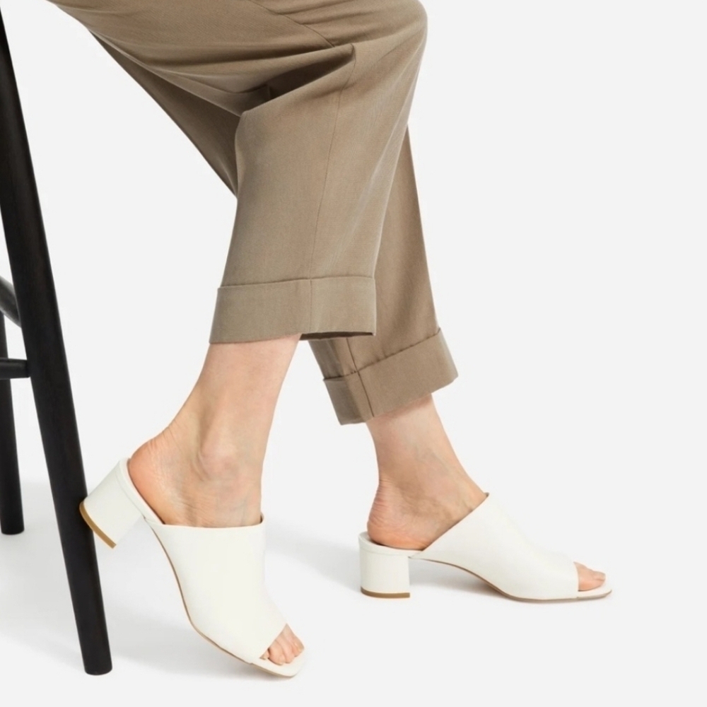 New! Everlane The Leather Mule Sandal in Bone